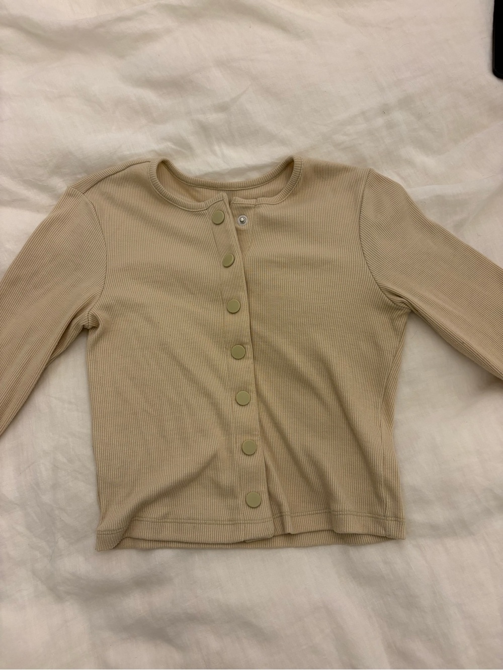 Outdoor Voices Ribbed Button-Front Top - Beige